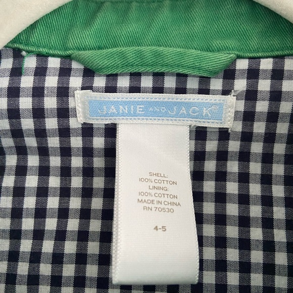 Janie and Jack Cotton Zippered Spring Green Lightweight Jacket Coat Unisex 4 5 - Picture 3 of 7